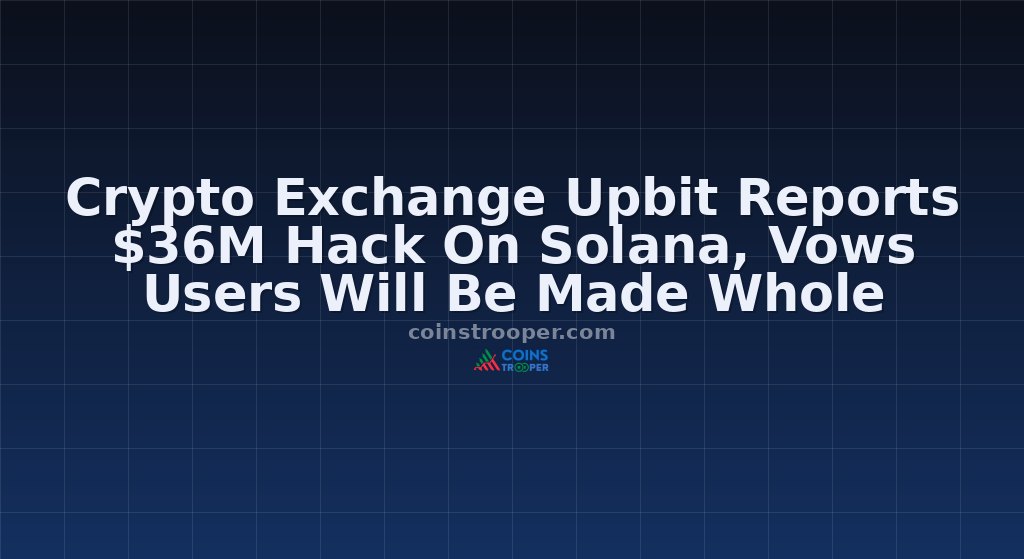 Crypto Exchange Upbit Reports $36M Hack On Solana, Vows Users Will Be Made Whole