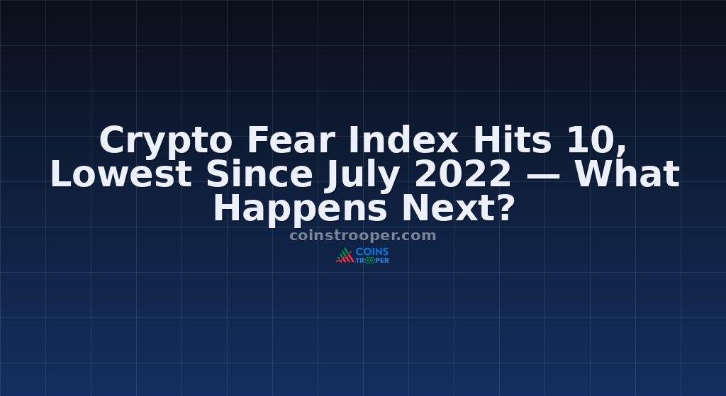 Crypto Fear Index Hits 10, Lowest Since July 2022 — What Happens Next?