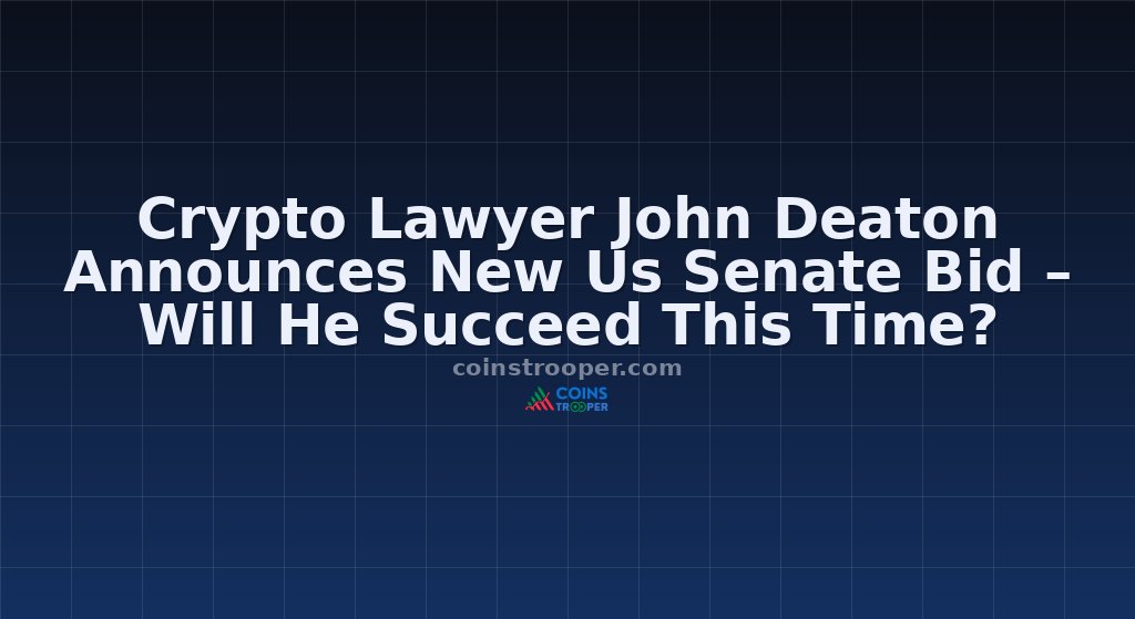 Crypto Lawyer John Deaton Announces New Us Senate Bid – Will He Succeed This Time?