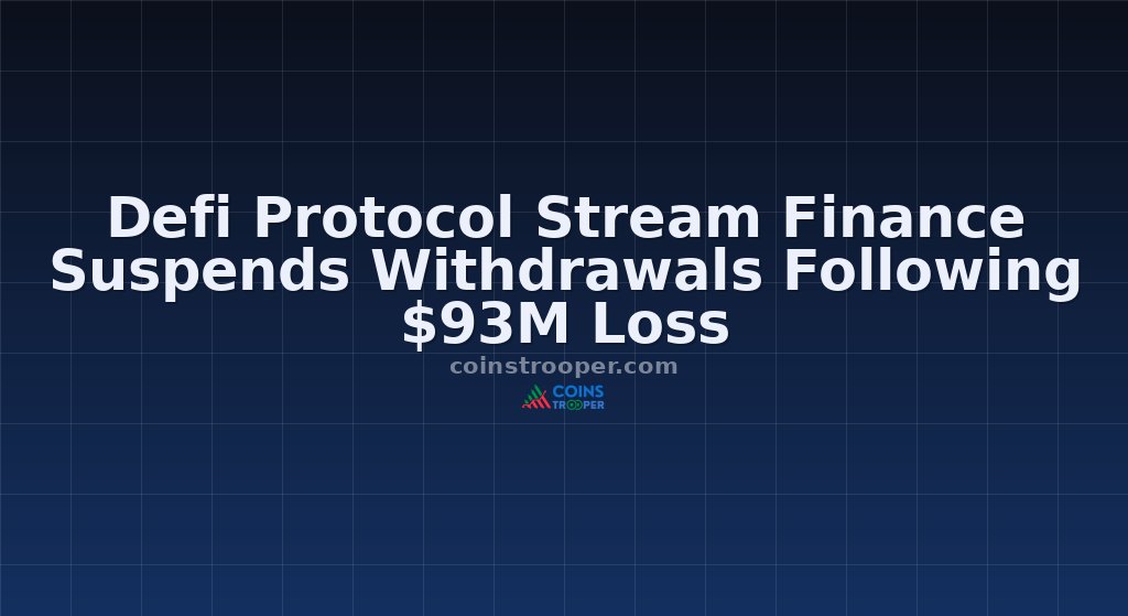 Defi Protocol Stream Finance Suspends Withdrawals Following $93M Loss