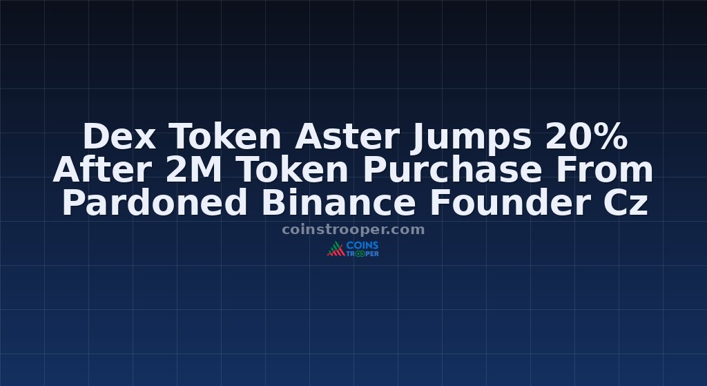 Dex Token Aster Jumps 20% After 2M Token Purchase From Pardoned Binance Founder Cz