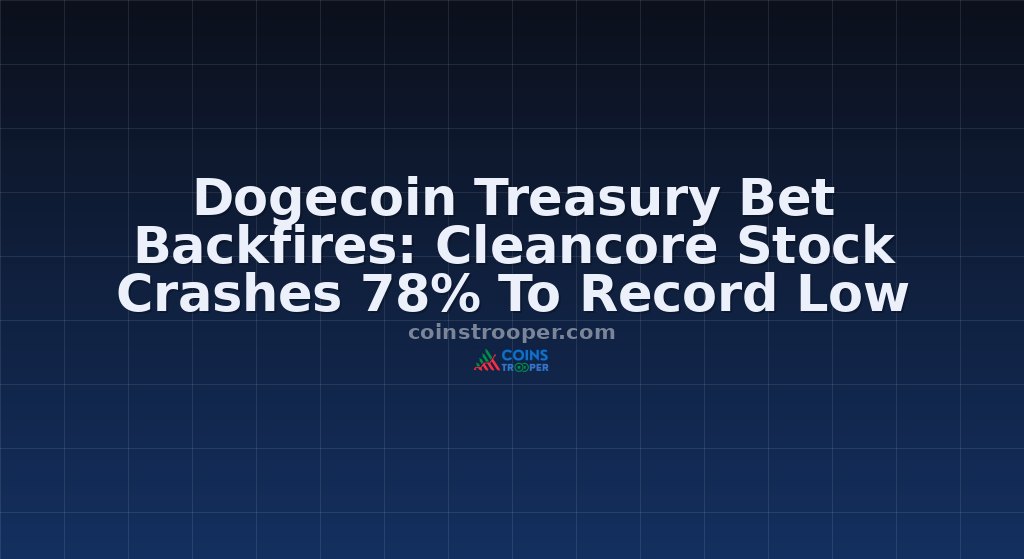 Dogecoin Treasury Bet Backfires: Cleancore Stock Crashes 78% To Record Low