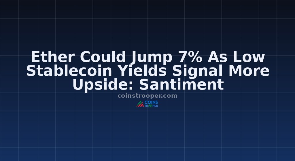 Ether Could Jump 7% As Low Stablecoin Yields Signal More Upside: Santiment