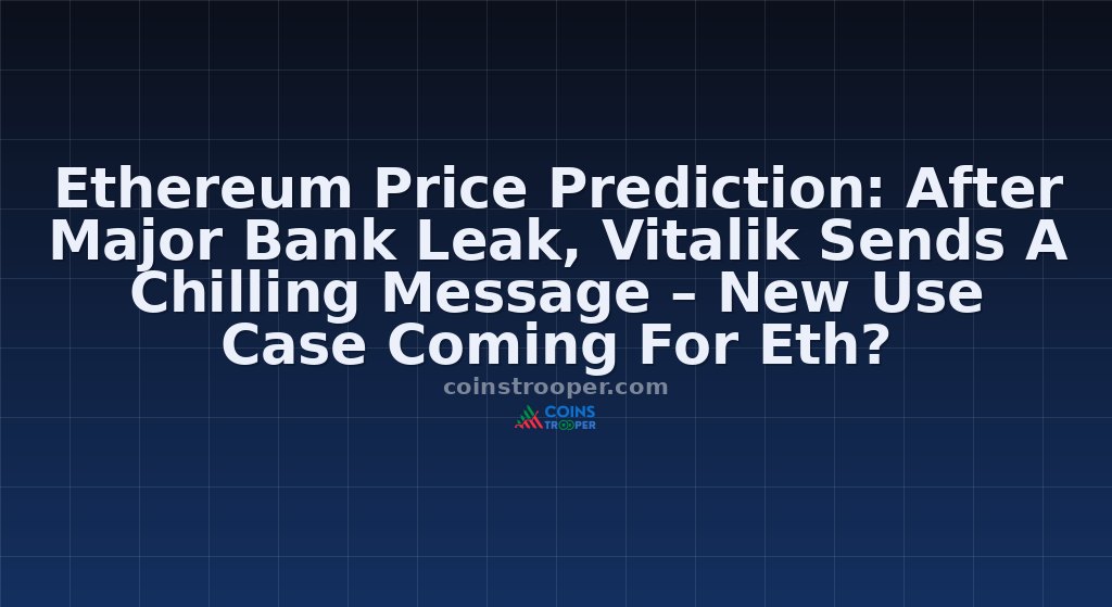 Ethereum Price Prediction: After Major Bank Leak, Vitalik Sends A Chilling Message – New Use Case Coming For Eth?