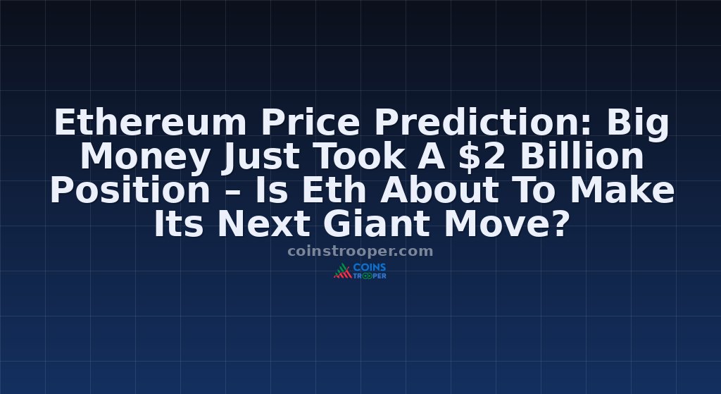 Ethereum Price Prediction: Big Money Just Took A $2 Billion Position – Is Eth About To Make Its Next Giant Move?