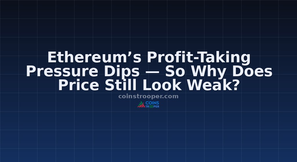 Ethereum’s Profit-Taking Pressure Dips — So Why Does Price Still Look Weak?