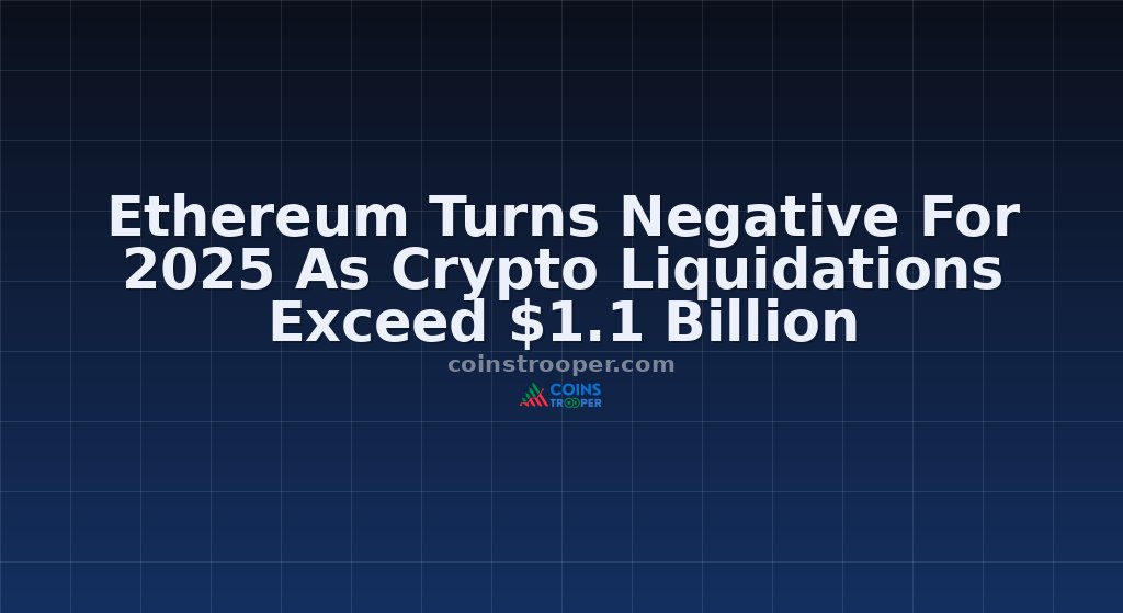 Ethereum Turns Negative For 2025 As Crypto Liquidations Exceed $1.1 Billion