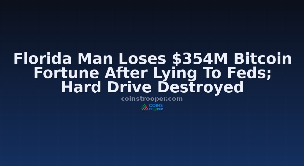 Florida Man Loses $354M Bitcoin Fortune After Lying To Feds; Hard Drive Destroyed