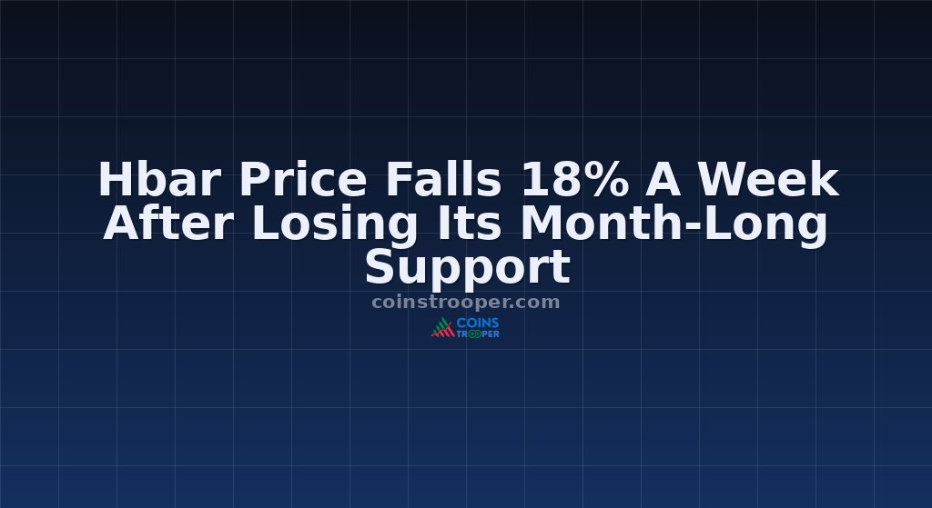 Hbar Price Falls 18% A Week After Losing Its Month-Long Support
