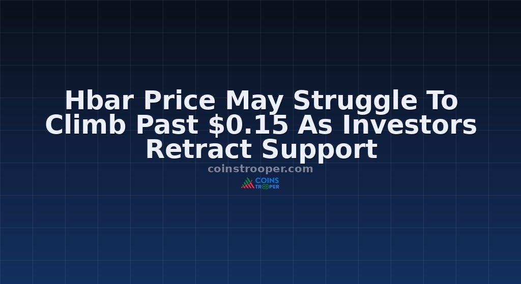 Hbar Price May Struggle To Climb Past $0.15 As Investors Retract Support