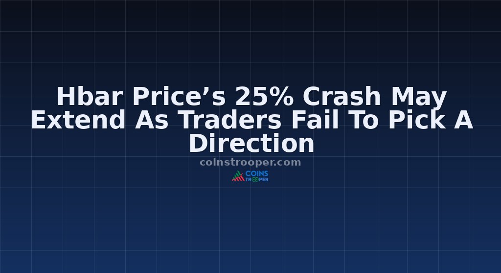 Hbar Price’s 25% Crash May Extend As Traders Fail To Pick A Direction