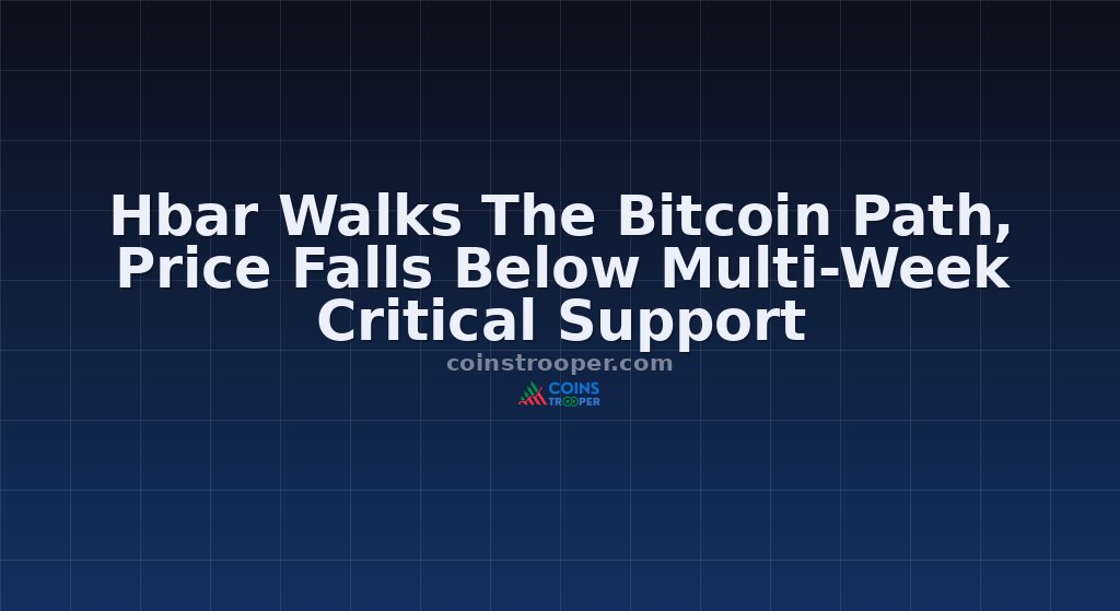 Hbar Walks The Bitcoin Path, Price Falls Below Multi-Week Critical Support