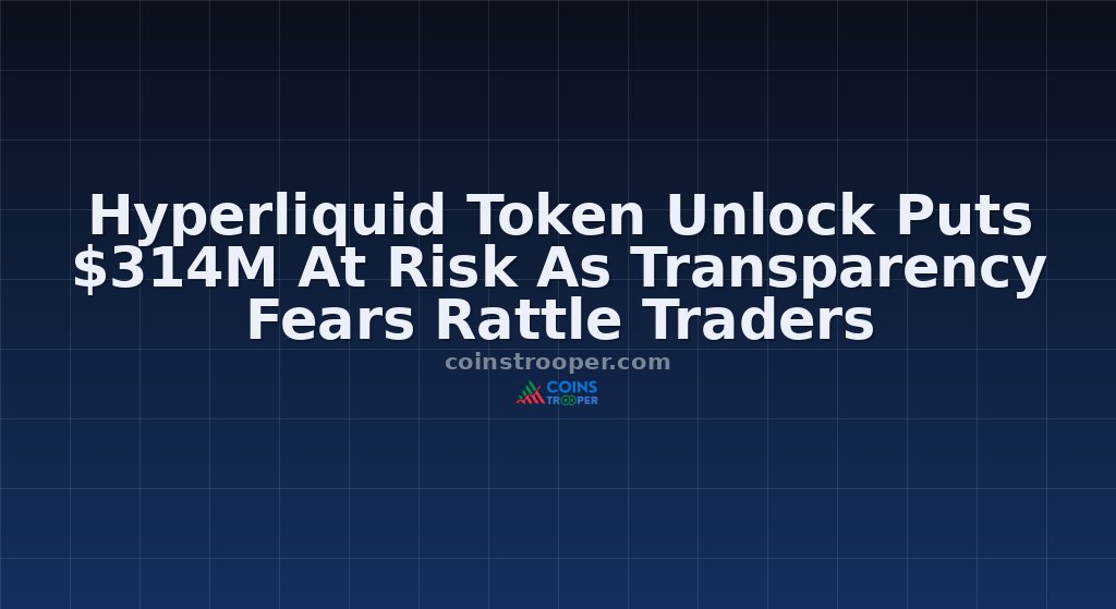 Hyperliquid Token Unlock Puts $314M At Risk As Transparency Fears Rattle Traders