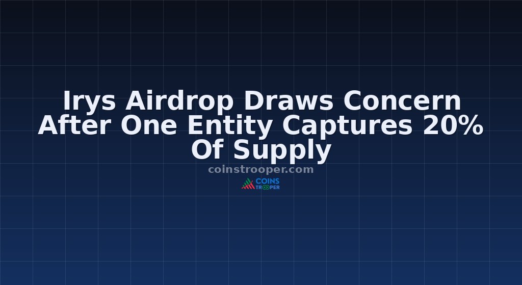 Irys Airdrop Draws Concern After One Entity Captures 20% Of Supply