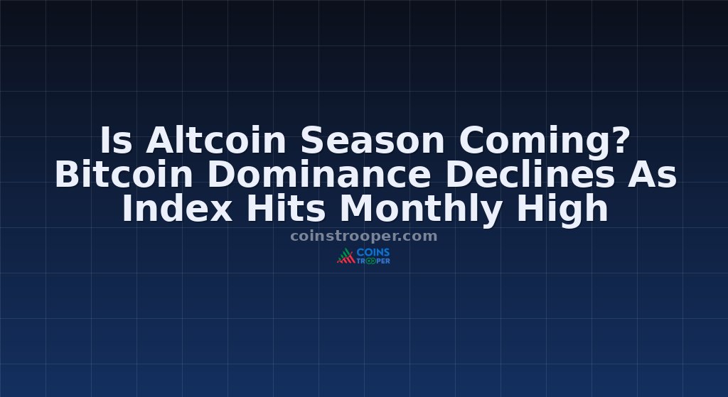 Is Altcoin Season Coming? Bitcoin Dominance Declines As Index Hits Monthly High