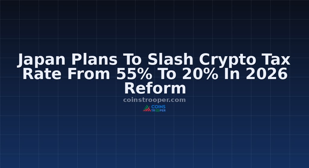 Japan Plans To Slash Crypto Tax Rate From 55% To 20% In 2026 Reform