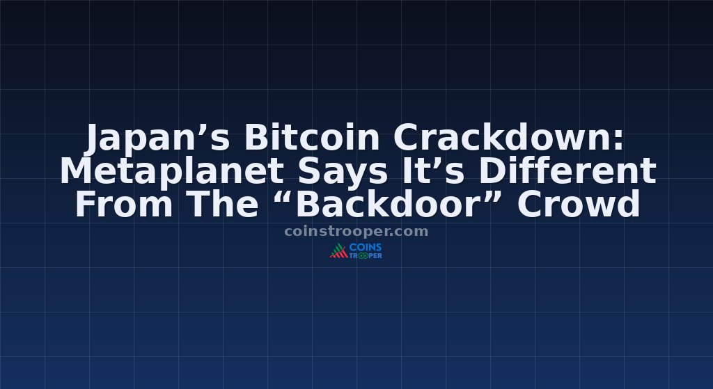 Japan’s Bitcoin Crackdown: Metaplanet Says It’s Different From The “Backdoor” Crowd