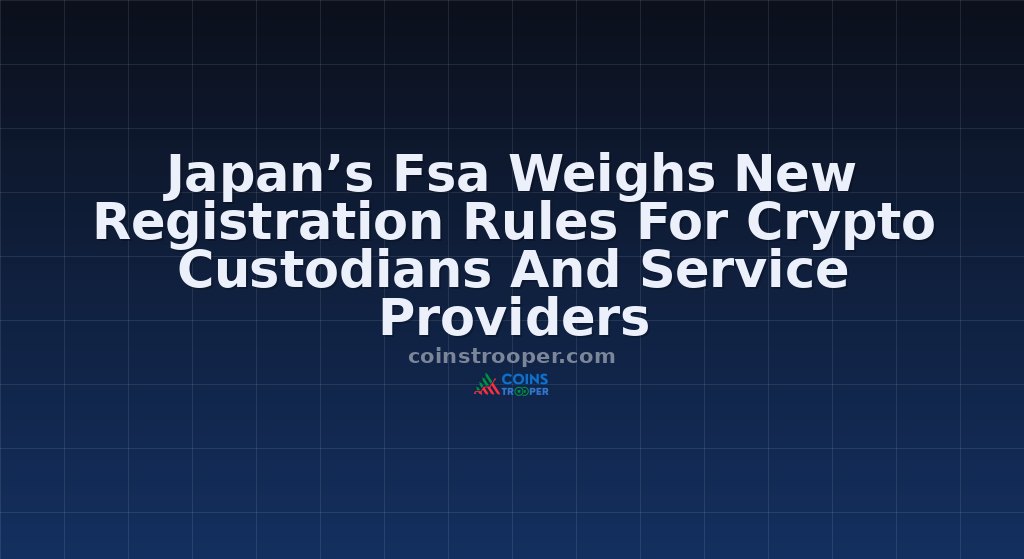 Japan’s Fsa Weighs New Registration Rules For Crypto Custodians And Service Providers