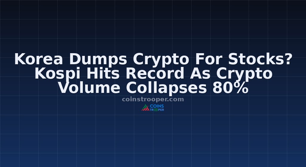 Korea Dumps Crypto For Stocks? Kospi Hits Record As Crypto Volume Collapses 80%