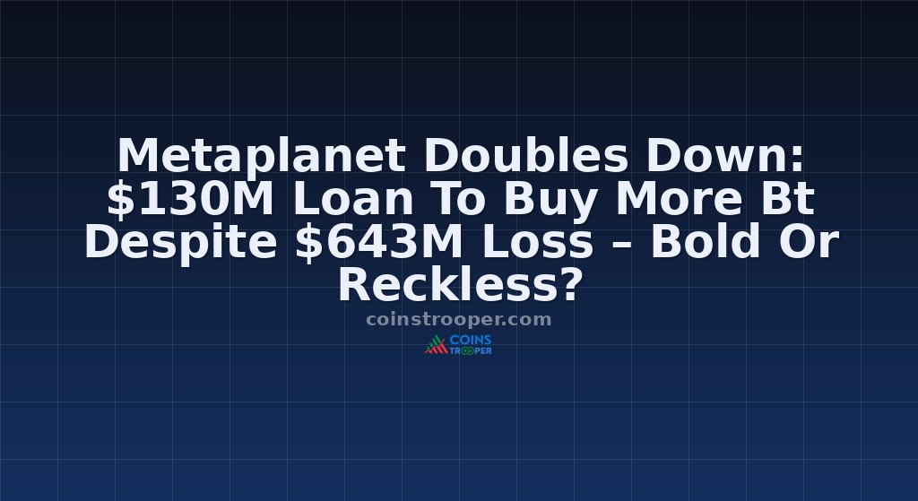 Metaplanet Doubles Down: $130M Loan To Buy More Bt Despite $643M Loss – Bold Or Reckless?