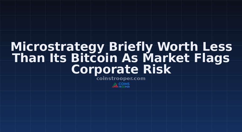 Microstrategy Briefly Worth Less Than Its Bitcoin As Market Flags Corporate Risk