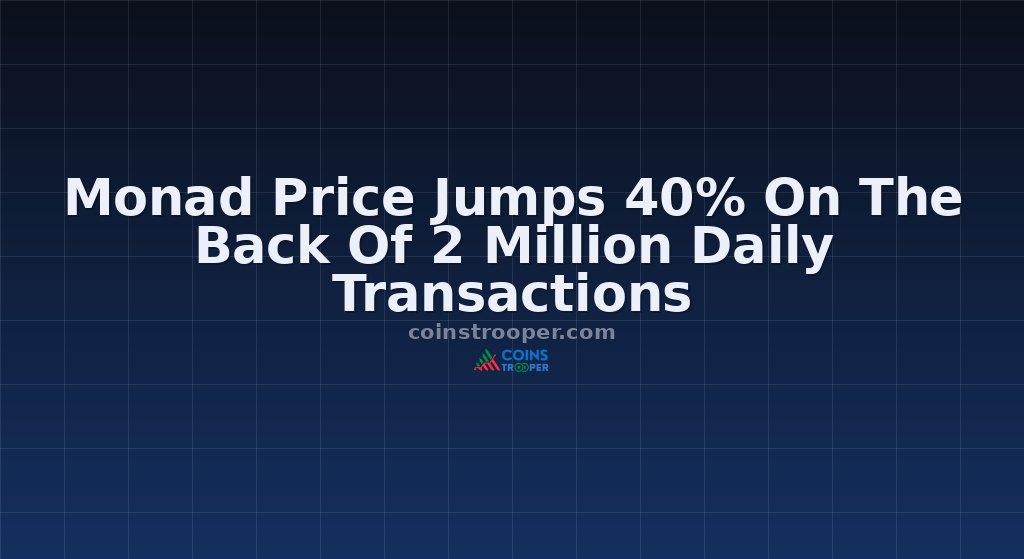 Monad Price Jumps 40% On The Back Of 2 Million Daily Transactions