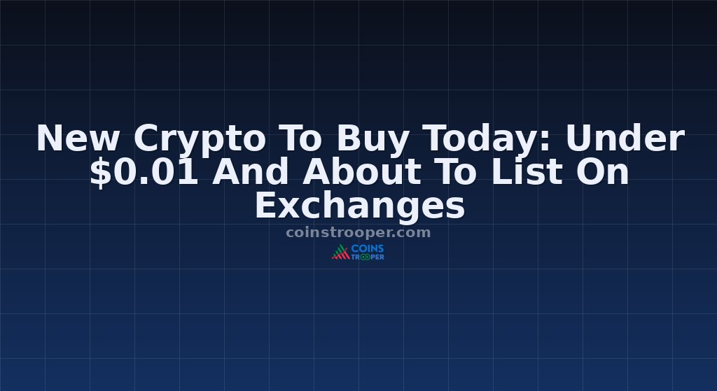 New Crypto To Buy Today: Under $0.01 And About To List On Exchanges