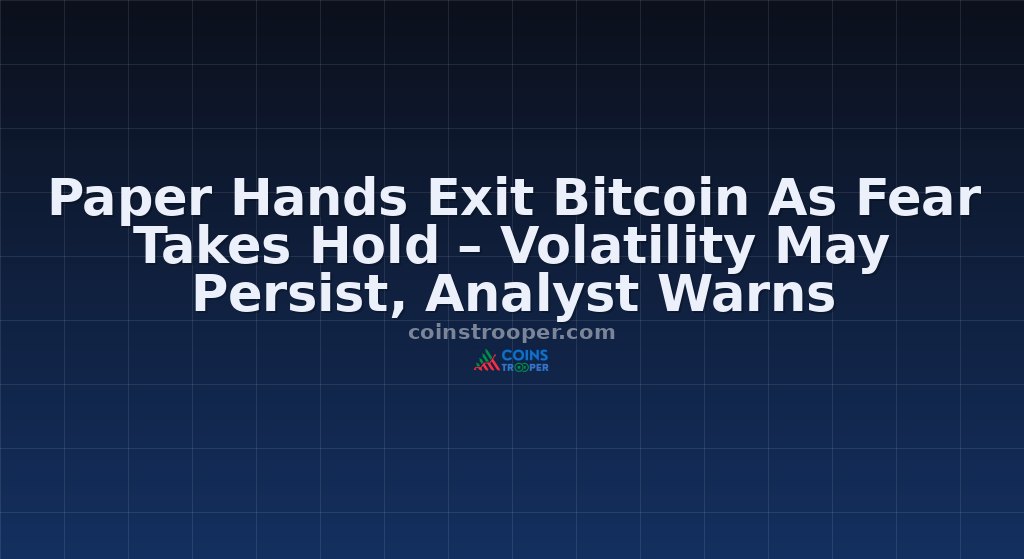 Paper Hands Exit Bitcoin As Fear Takes Hold – Volatility May Persist, Analyst Warns