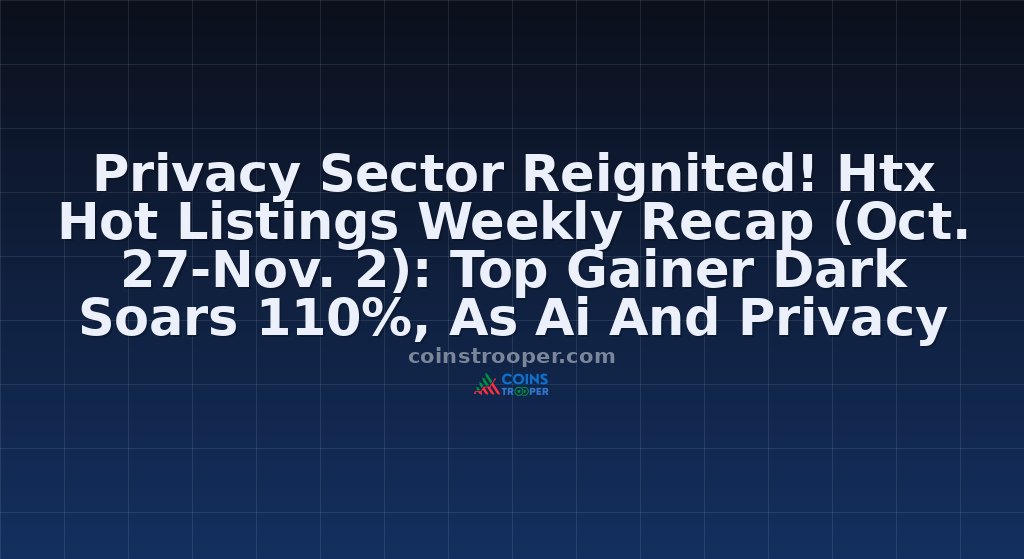 Privacy Sector Reignited! Htx Hot Listings Weekly Recap (Oct. 27-Nov. 2): Top Gainer Dark Soars 110%, As Ai And Privacy Lead Dual Rallies