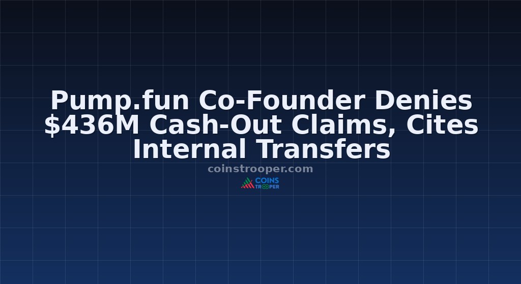 Pump.fun Co-Founder Denies $436M Cash-Out Claims, Cites Internal Transfers