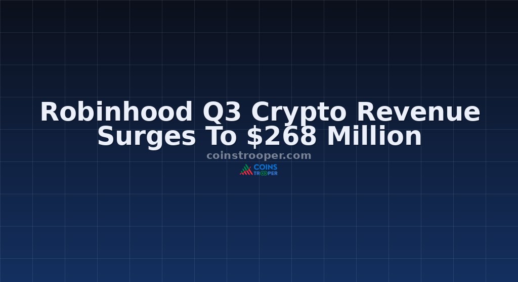 Robinhood Q3 Crypto Revenue Surges To $268 Million