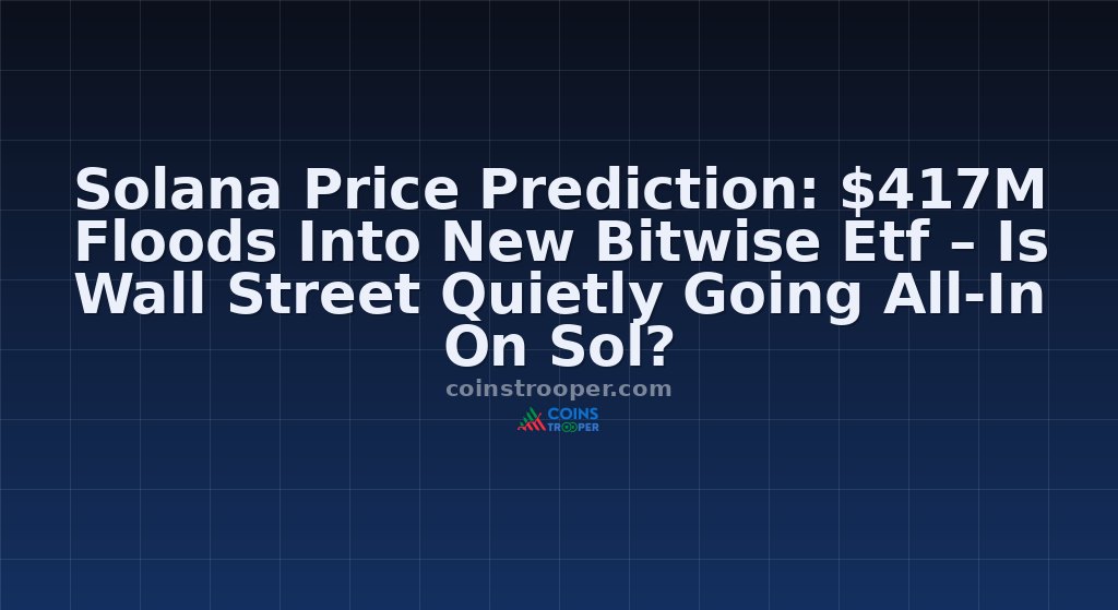 Solana Price Prediction: $417M Floods Into New Bitwise Etf – Is Wall Street Quietly Going All-In On Sol?