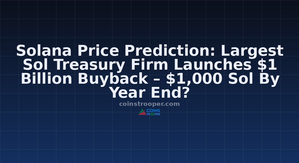 Solana Price Prediction: Largest Sol Treasury Firm Launches $1 Billion Buyback – $1,000 Sol By Year End?