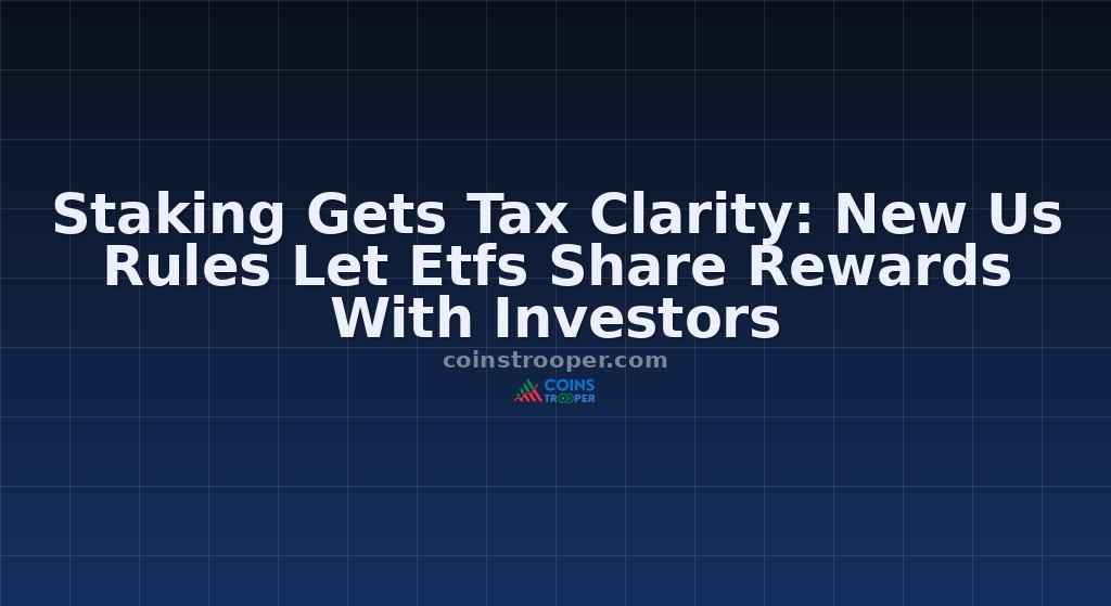 Staking Gets Tax Clarity: New Us Rules Let Etfs Share Rewards With Investors