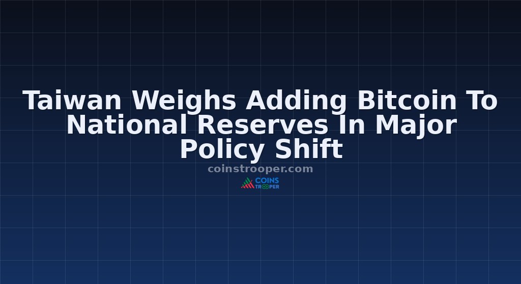 Taiwan Weighs Adding Bitcoin To National Reserves In Major Policy Shift