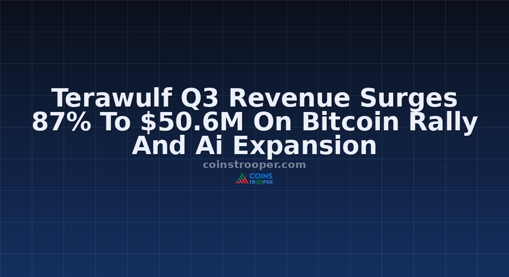 Terawulf Q3 Revenue Surges 87% To $50.6M On Bitcoin Rally And Ai Expansion