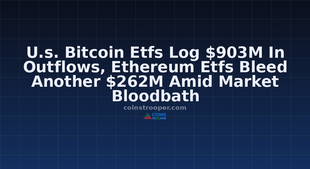U.s. Bitcoin Etfs Log $903M In Outflows, Ethereum Etfs Bleed Another $262M Amid Market Bloodbath