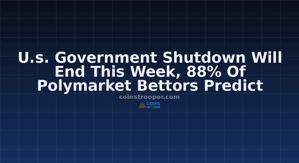 U.s. Government Shutdown Will End This Week, 88% Of Polymarket Bettors Predict