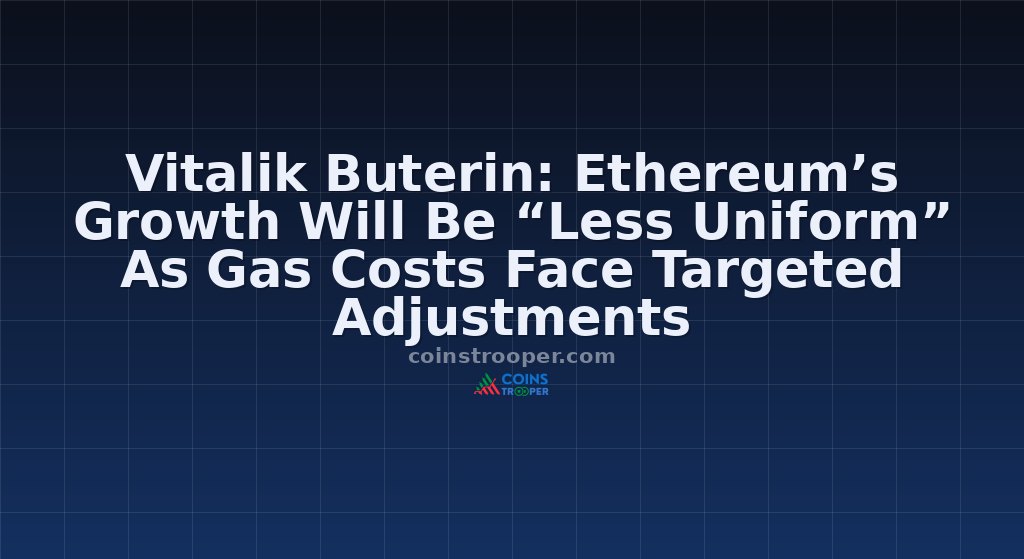 Vitalik Buterin: Ethereum’s Growth Will Be “Less Uniform” As Gas Costs Face Targeted Adjustments