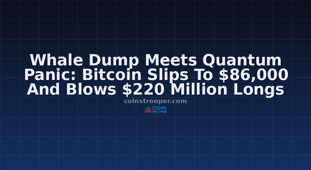Whale Dump Meets Quantum Panic: Bitcoin Slips To $86,000 And Blows $220 Million Longs
