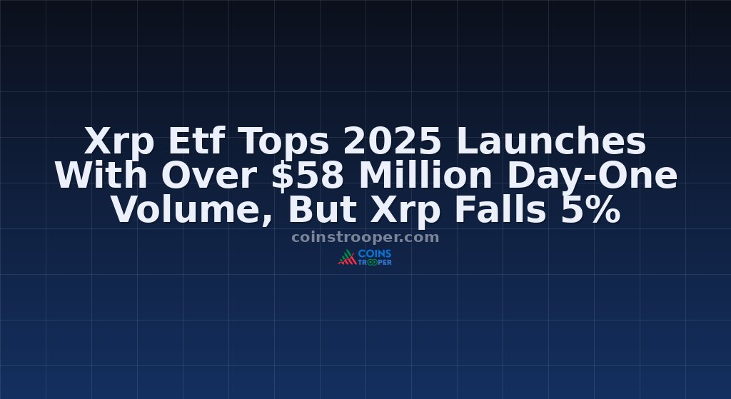 Xrp Etf Tops 2025 Launches With Over $58 Million Day-One Volume, But Xrp Falls 5%