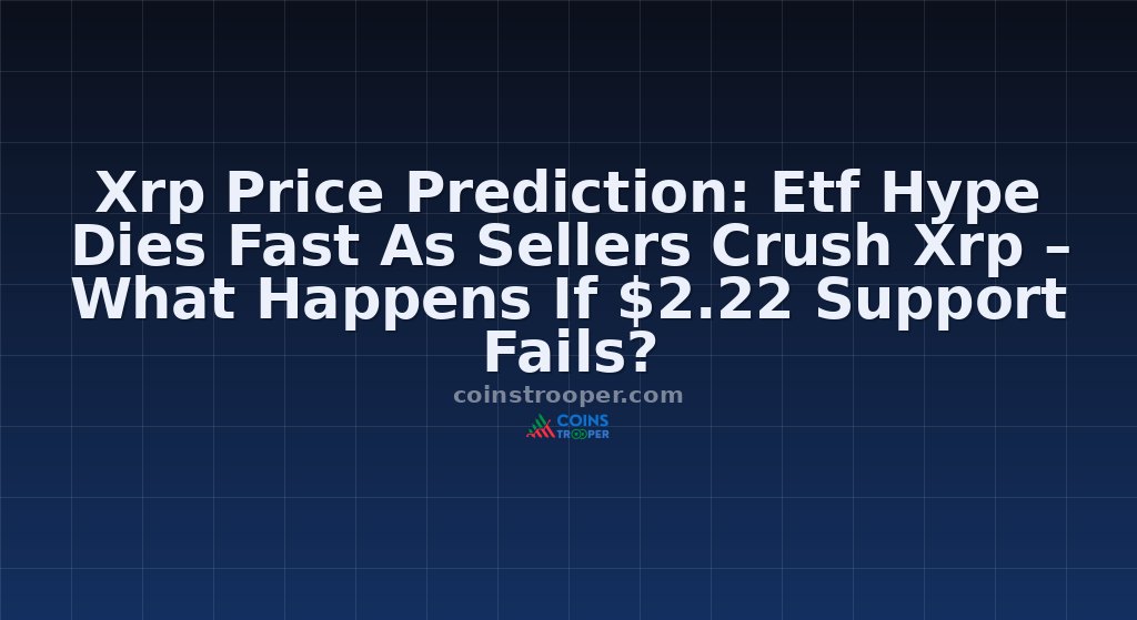 Xrp Price Prediction: Etf Hype Dies Fast As Sellers Crush Xrp – What Happens If $2.22 Support Fails?