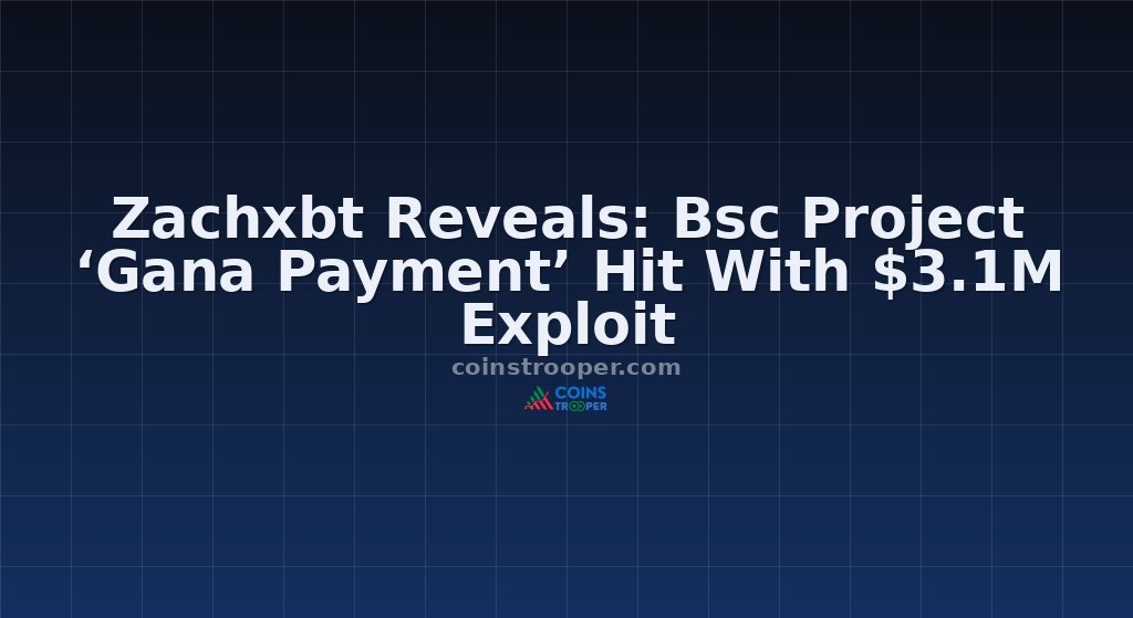 Zachxbt Reveals: Bsc Project ‘Gana Payment’ Hit With $3.1M Exploit