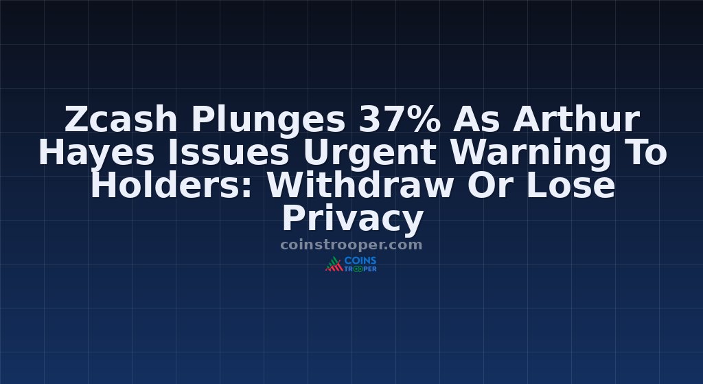 Zcash Plunges 37% As Arthur Hayes Issues Urgent Warning To Holders: Withdraw Or Lose Privacy