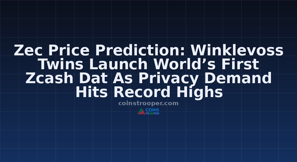 Zec Price Prediction: Winklevoss Twins Launch World’s First Zcash Dat As Privacy Demand Hits Record Highs
