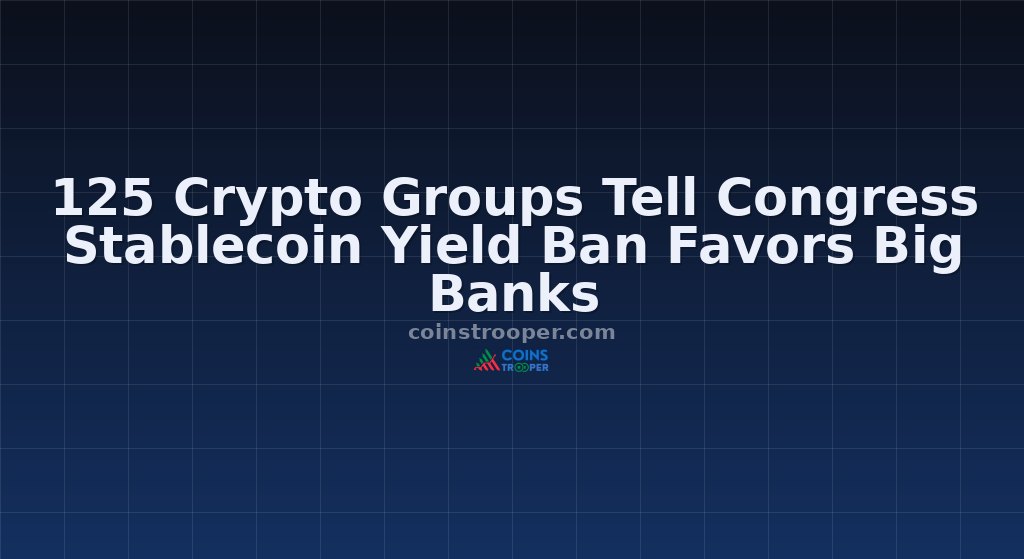 125 Crypto Groups Tell Congress Stablecoin Yield Ban Favors Big Banks