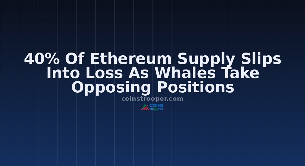 40% Of Ethereum Supply Slips Into Loss As Whales Take Opposing Positions