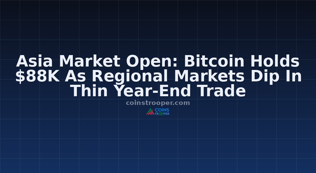 Asia Market Open: Bitcoin Holds $88K As Regional Markets Dip In Thin Year-End Trade