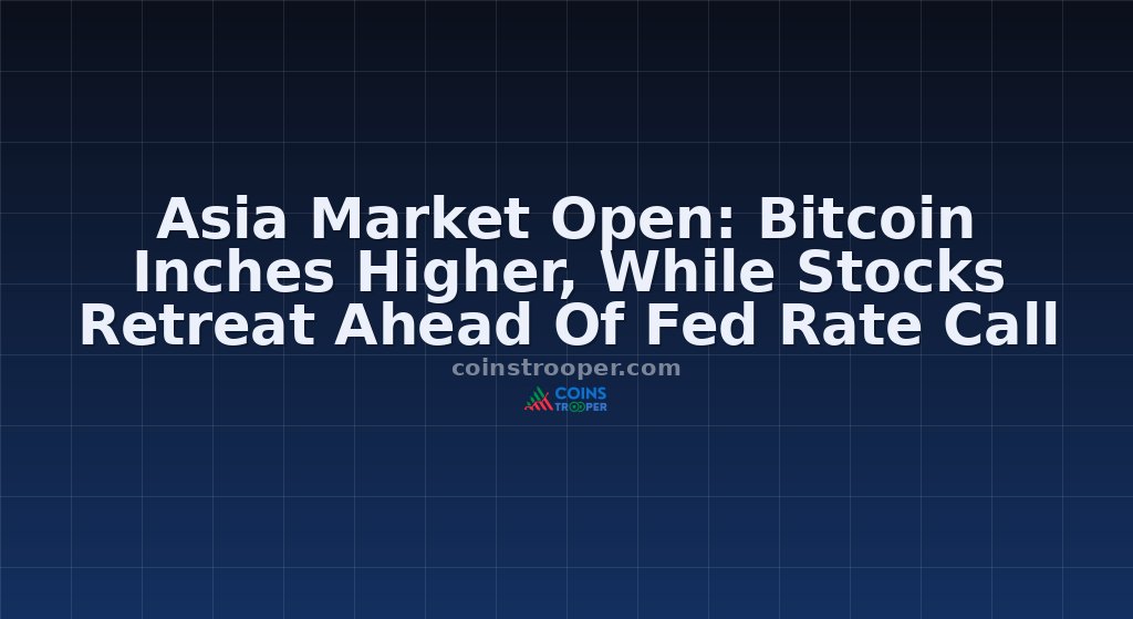 Asia Market Open: Bitcoin Inches Higher, While Stocks Retreat Ahead Of Fed Rate Call