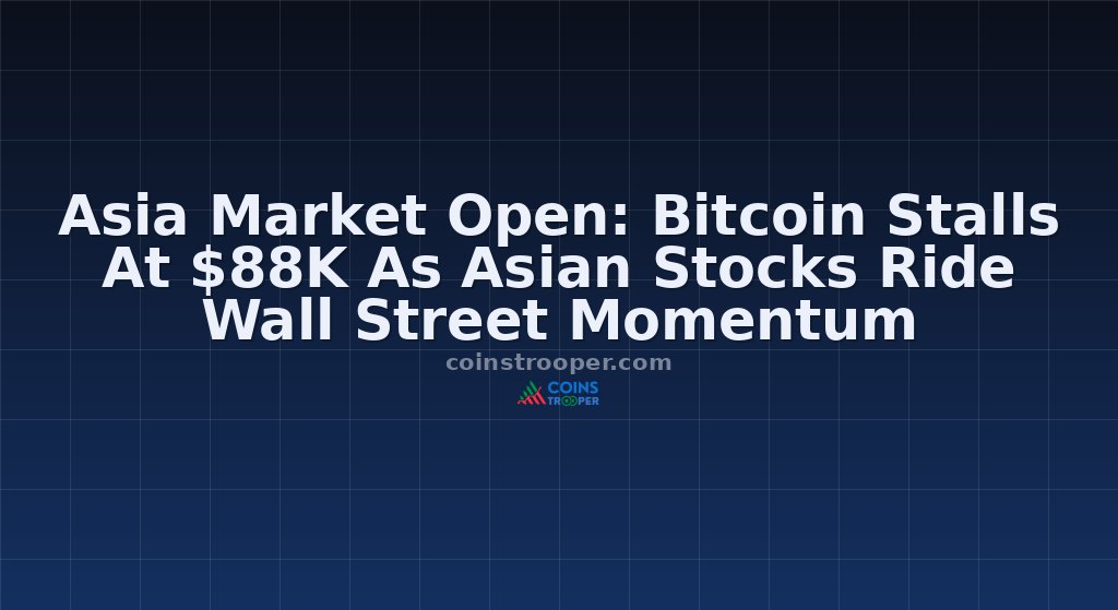 Asia Market Open: Bitcoin Stalls At $88K As Asian Stocks Ride Wall Street Momentum